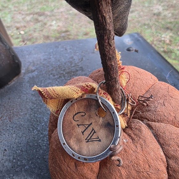 VTG Rustic Primitive Black Crow Pumpkin Halloween Farmhouse Fall Decor‎ Tag Star - Picture 3 of 10